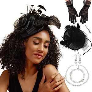 2827 Fascinators Hats, Derby Flower With Headband And Clip Lace